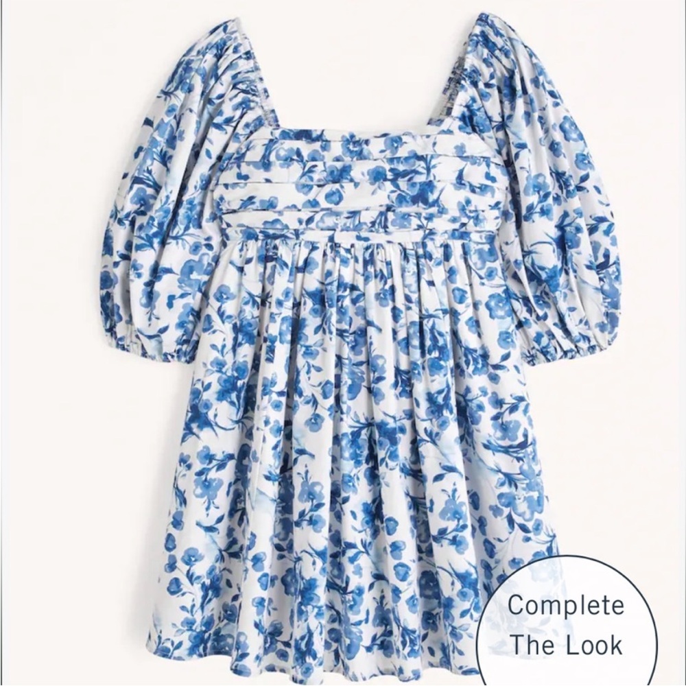 Abercrombie & Fitch Emerson Poplin Puff Sleeve Mini Dress